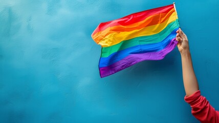 holding the flag of the lgbt community