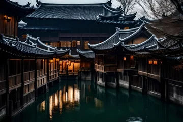 Photo sur Plexiglas Pékin chinese temple in the night