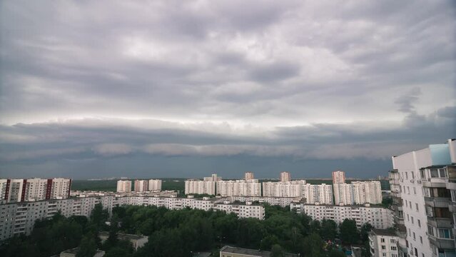 Timelapse of shelf cloud over the city