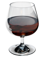 Brandy snifter glass with brandy, 3D render