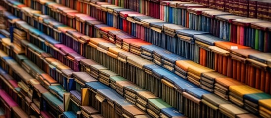 Rows of different colorful books