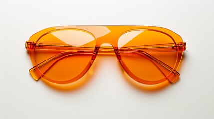 Orange sunglasses displayed alone against a white background