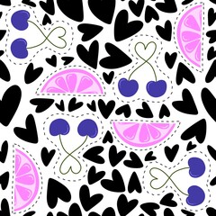 Fototapeta premium Abstract fruit seamless pattern for fabrics and linens and kids clothes print and kids clothes print and summer textiles