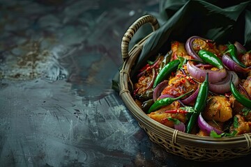 Traditional Bangladeshi Food Bhorta, Mashing Vegetables, Fish or Meat with Mustard Oil - obrazy, fototapety, plakaty