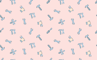 tools. mechanic. work. to fix. metal. broken. seamless pattern. the pattern. the icon. Doodle. vector. black lines. on a white background.