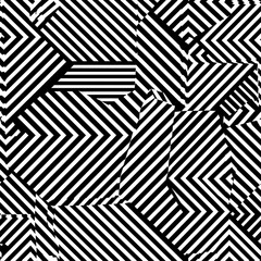 Black and white graphic illusion seamless pattern