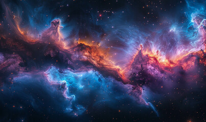 Fototapeta premium Abstract blue and pink cosmic nebula