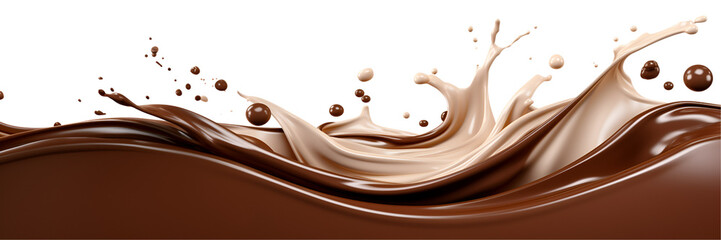 Wave of Chocolate and Milk cream, Abstract background, - obrazy, fototapety, plakaty