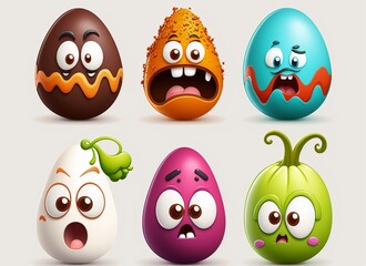 Vibrantly colorful easter egg face