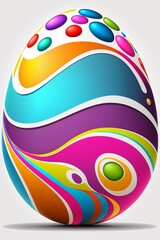 Vibrantly painted easter egg illustration with white isolated background
