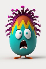 Vibrantly colorful easter egg face