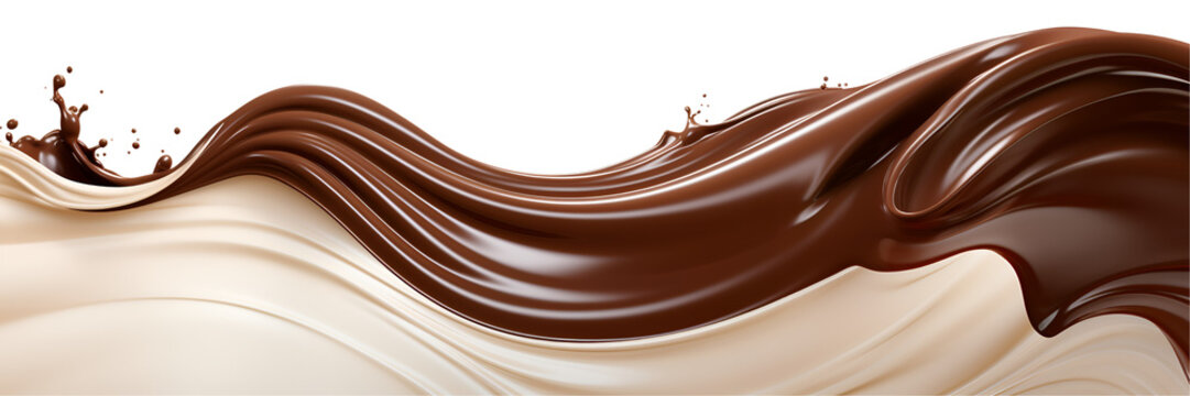 Wave of Chocolate and Milk cream, Abstract background,