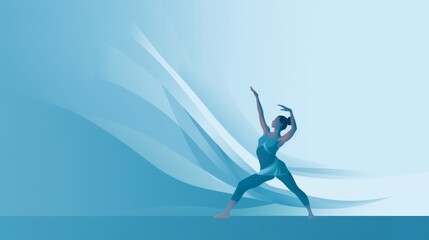 Against a vibrant blue backdrop, a woman strikes a yoga pose with grace, her silhouette a study in balance and poise, highlighting the beauty of yoga's discipline.
