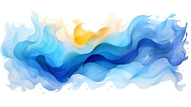 Sunny Ocean Wave Watercolor Illustration.

A beautiful watercolor representation of ocean waves with a sunny glow, perfect for serene themes and decorative backgrounds.