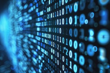 Blue digital background with eternal binary numbers