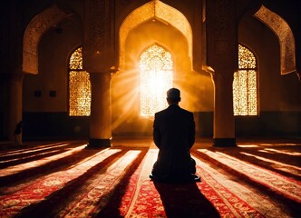 Muslim Man Worship and Praying In Mosque