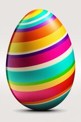 Vibrantly painted easter egg illustration with white isolated background