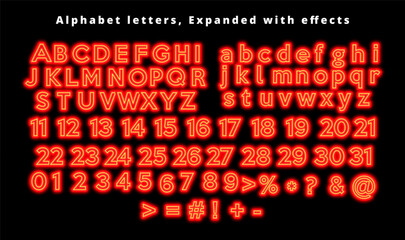 Set Of Alphabet, Gradient Red Retro Y2k Neon Set Alphabet Letters