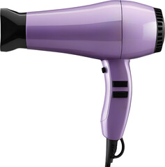 Purple blow dryer on transparent background