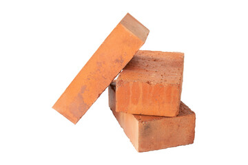 solid fireproof clay brick used for the construction of fireplaces and stoves, on an isolated white background