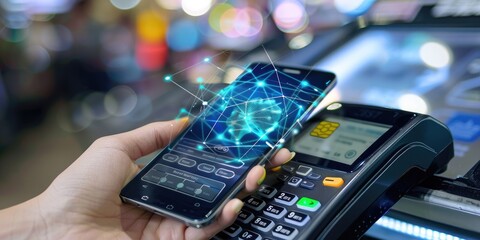 Concept of a smartphone displaying a user-friendly and secure mobile payment app interface