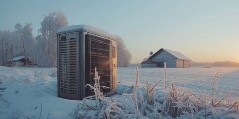 Air source heat pump installed outside, Sustainable and clean energy at home.