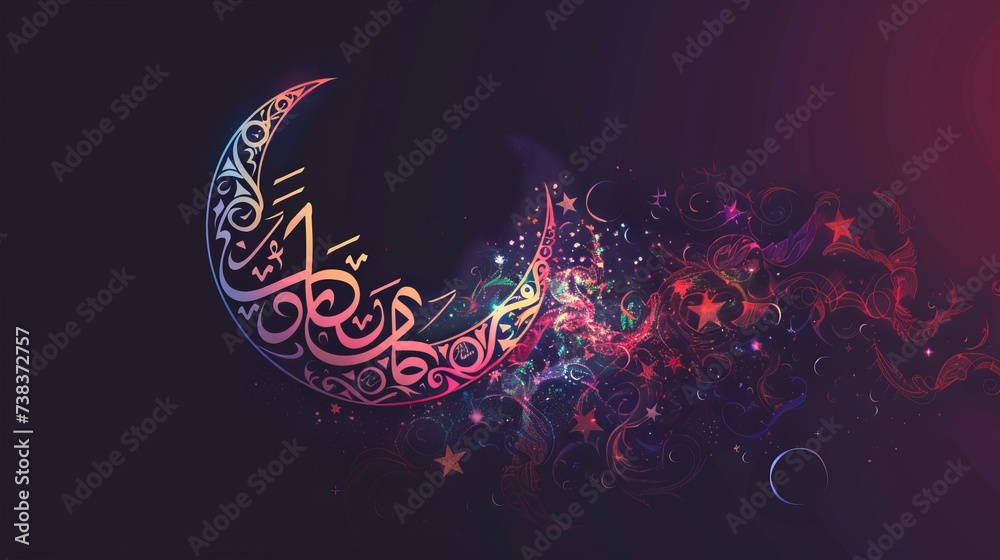 Wall mural a greeting card template for ramadan kareem featuring elegant arabic calligraphy, adorned with a col