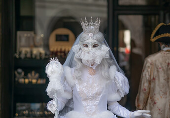 Carnival in Venice. Image of a woman in a carnival costume. - 738373130