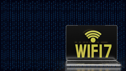 The wi fi 7 text for technology concept 3d rendering.
