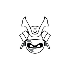 samurai head logo. Icon vector design template in white background.