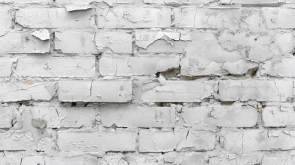 Fototapeta premium Abstract weathered texture stained old stucco light gray and aged paint white brick wall background in rural room, grungy rusty blocks of stonework technology color horizontal architecture wallpaper