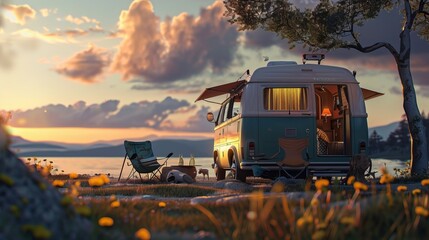 The family embarks on a journey in their camper, a house on wheels, a trailer, or a motorhome, embracing the romantic allure of road travel and the freedom it brings to their lives. They delight in ov