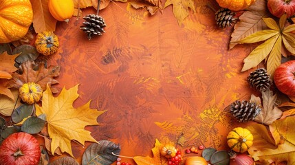 Naklejka na ściany i meble Autumn frame, space for text