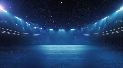 Empty night grand soccer arena in the lights