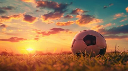 Soccer sunset. Football in the sunset - obrazy, fototapety, plakaty