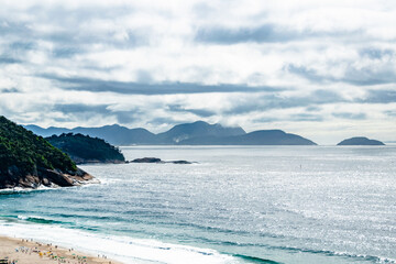 Atlantic Ocean and Beach on Cloudy Day Along Coast of Rio De Janeiro Brazil