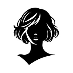 Vector illustration of woman's head silhouette on white separate background