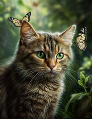 Cat with Butterfly Adornments