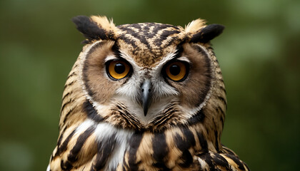 Obraz premium An owl in the thicket of the forest looks with interest 