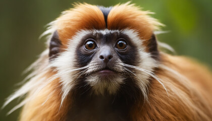 Fototapeta premium Cute Tamarin Monkey Portrait in Jungle 