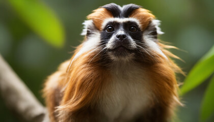 Fototapeta premium Cute Tamarin Monkey Portrait in Jungle 