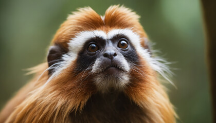 Fototapeta premium Cute Tamarin Monkey Portrait in Jungle 