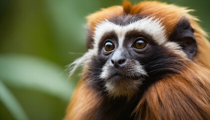 Cute Tamarin Monkey Portrait in Jungle	
