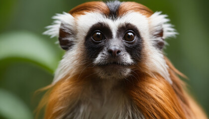 Fototapeta premium Cute Tamarin Monkey Portrait in Jungle 