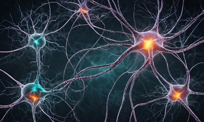 neurons and synapse like stuctures depicting brain chemistry