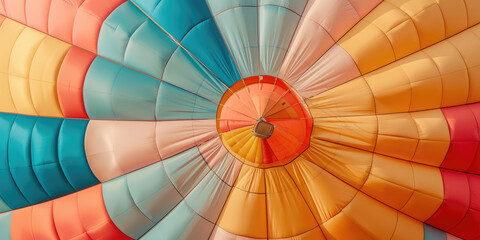 Fototapeta premium Vibrant Hot Air Balloon in Close-up. Vivid closeup of colorful hot air balloons filling the sky, showcasing a spectrum of colors and patterns.