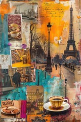 Busy Paris Life Collage: Travel Keepsakes, Coffee Moments, and Lively Snapshots