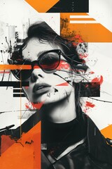 Artistic Fashion Blend Collage: Monochrome Elegance with Primary Colors and Geometric Creativity for a Modern Aesthetic
