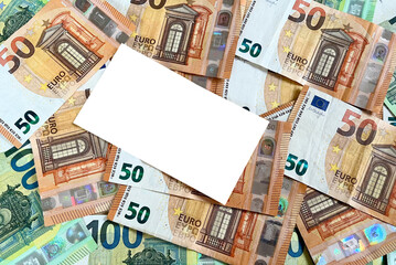 Background from euro bills. Euro banknotes. Euro currency. Currency of Europe. With mockup
