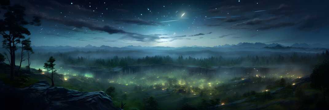 Enchanting Luminescence: A Spectacle of Fireflies Illuminating the Evening Landscape © Luke